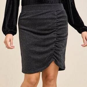 Torrid 5 (5X 28) Sexy Black/Silver Sparkle Holiday Cocktail Party Knee Skirt New